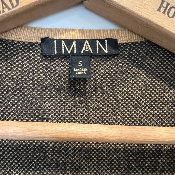 IMAN Animal Print Cardigan Sweater Black & Tan - Size Small - Picture 4 of 4